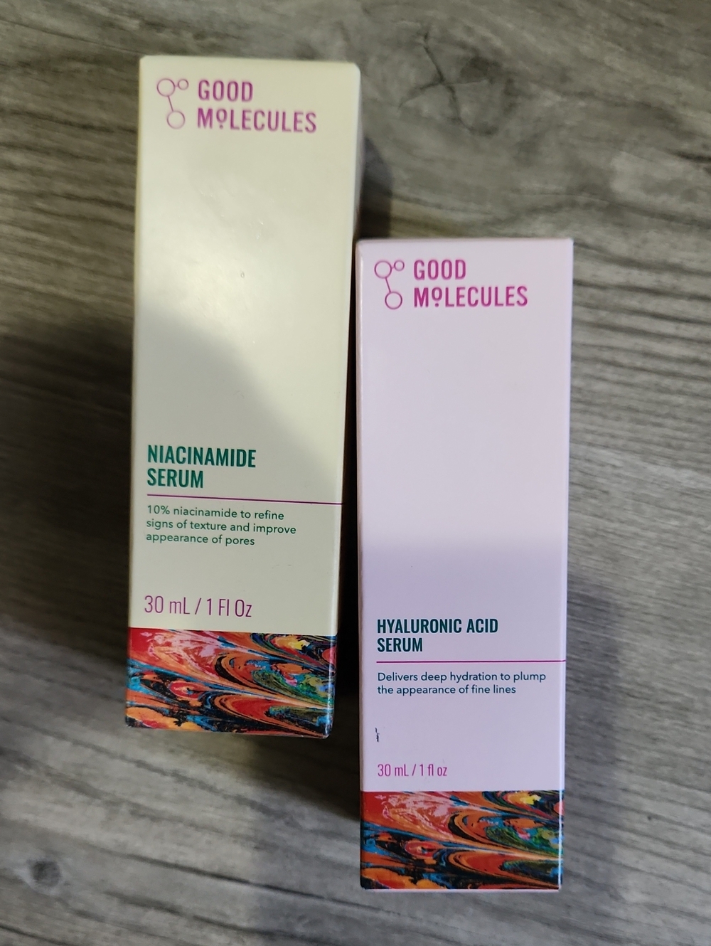 Good Molecules Hyaluronic Acid & Niacinamide Serums — Pink & Cream Duo